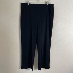 Exclusively Misook Womans Plus 1X Black Stretch Pants High Waist Pull On